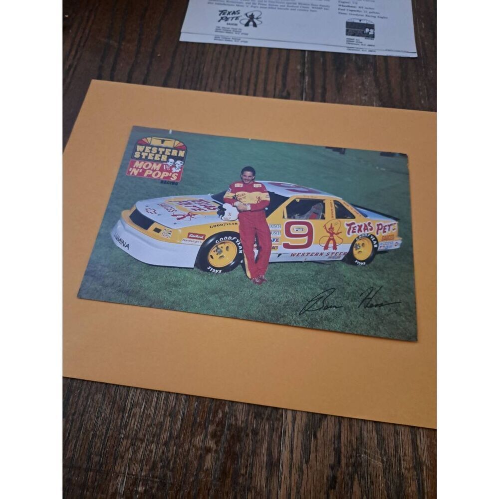 Vintage 1990 Ben Hess NASCAR Driver Card Texas Pete WSMP Western Steer 6x9